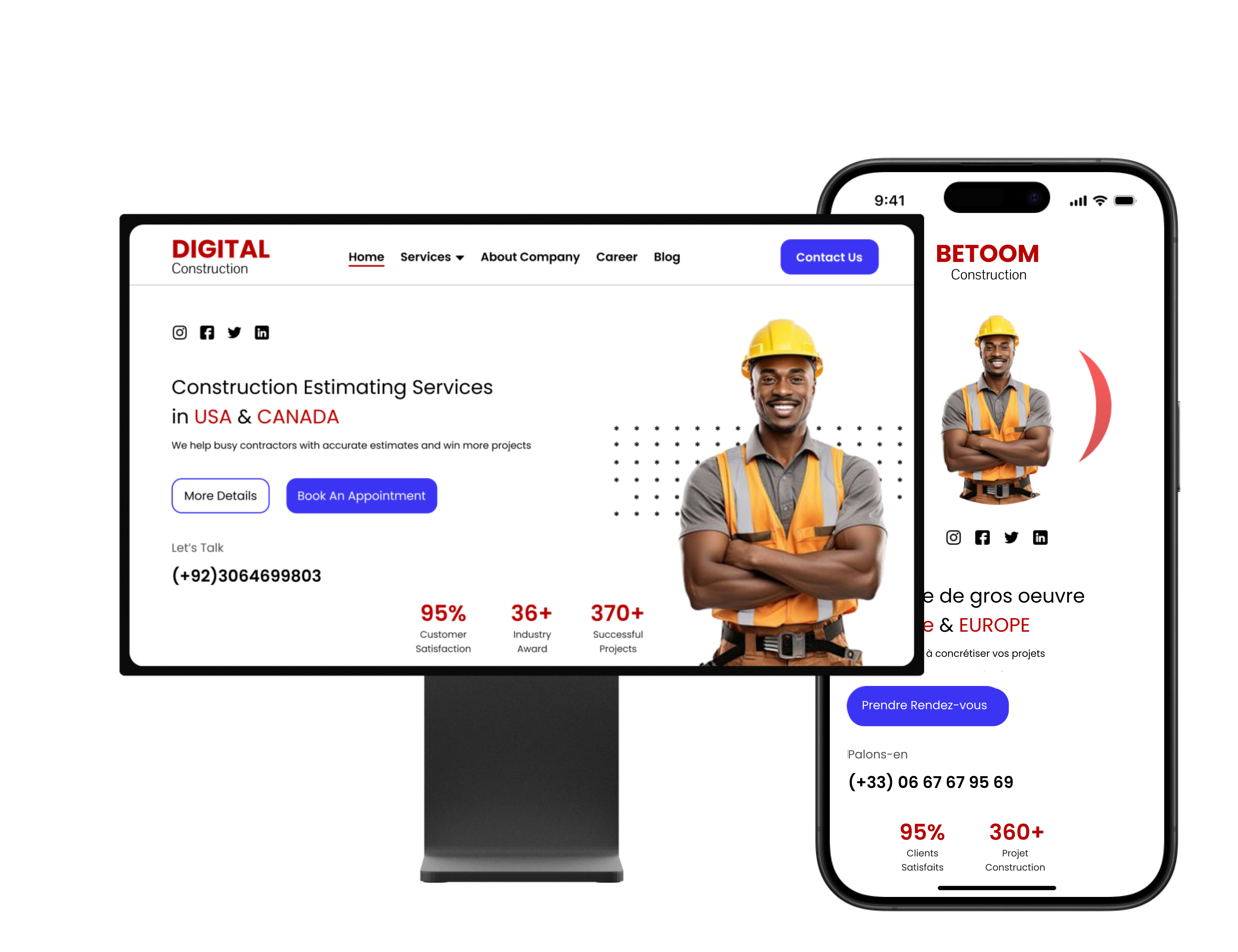 Digital Construction et Betoom, sites vitrines construction